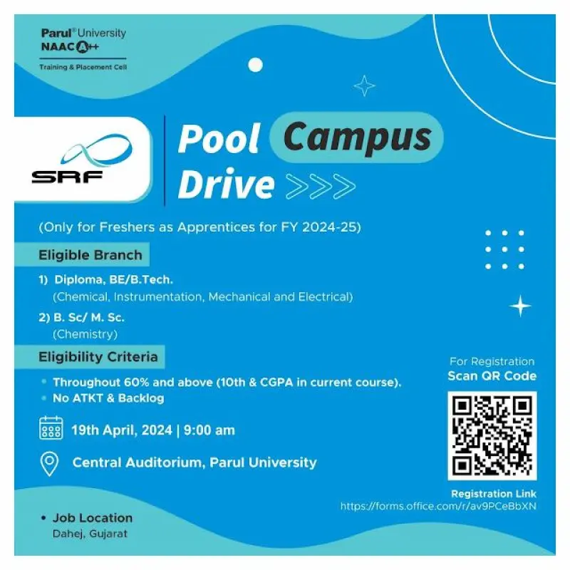 SRF Limited - Pool Campus Drive for FRESHERS on 19th April 2024
